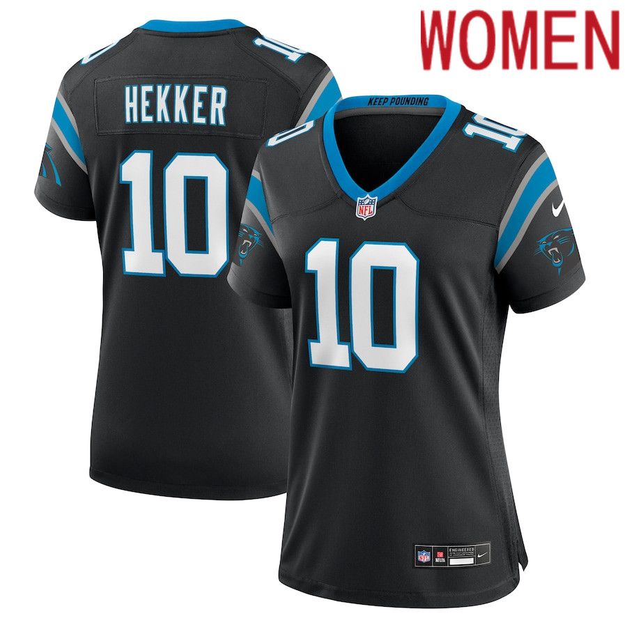 Women Carolina Panthers #10 Johnny Hekker Nike Black Team Game NFL Jersey